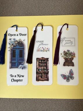 Set of three Custom designed bookmarks. $10- $4.99 s/h